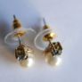 Vintage Pearl & Topaz Stud Earrings in 9ct Yellow Gold Plated Image 9
