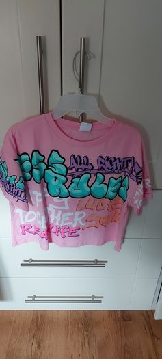 Girls Top Graffiti T-shirt 13-14yrs From Zara-new!