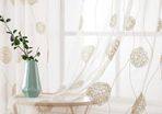Embroidery Sheer Curtains Flora Design Grommet Window Curtain Semi Voile Drapes Panels with Eyelets Window Treatments for Living Room Bedroom 2 Panels 55