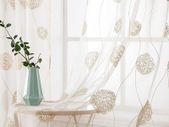 Embroidery Sheer Curtains Flora Design Grommet Window Curtain Semi Voile Drapes Panels with Eyelets Window Treatments for Living Room Bedroom 2 Panels 55