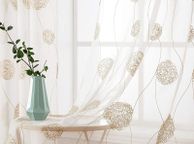 main image for ad Embroidery Sheer Curtains Flora Design Grommet Window Curtain Semi Voile Drapes Panels with Eyelets Window Treatments for Living Room Bedroom 2 Panels 55" W x 69" L Gold