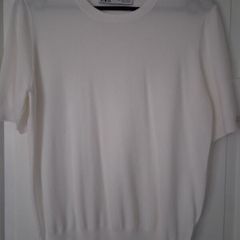 Zara White Knit Short Sleeve Top - Size L - New Without Tags