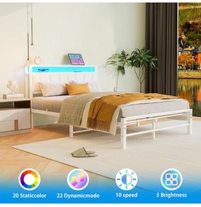 Double Size Bed Base with Charging Station