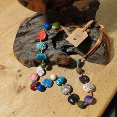 handmade, bohemian-style chunky bead necklace y.