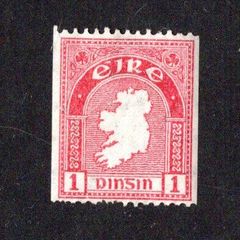 1940-46 Ireland 1d second Definitive Series e Watermark park imperforate stamps for use in coil machines Perf 14 X impert Mounted Mint (MM)