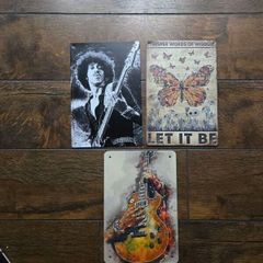 3 x music Tin signs - Beatles/ Thin Lizzy