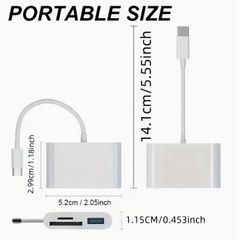 3-in-1 USB-C SD Card Reader with Dual Slots & USB-C Port - Compatible with Mac, MacBook Pro/Air/Mini, Android, and More