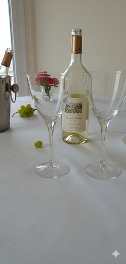 A pair. 2 x Vintage Wine Glasses. Geometric patterned elegant wine glasses. FREE Stopper.