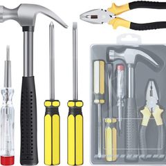 Household Hand Tool Kit 5 Pieces Home Tool Set General Repair Toolkits for DIY Home Garage and Workshop with Toolbox