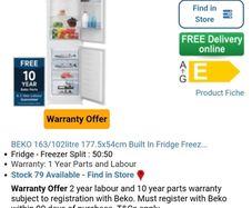 Beko Integrated Fridge Freezer