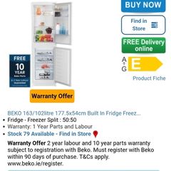 Beko Integrated Fridge Freezer