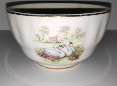 Arklow Pottery Swanlake small bowl with gilt rim & gilt bands