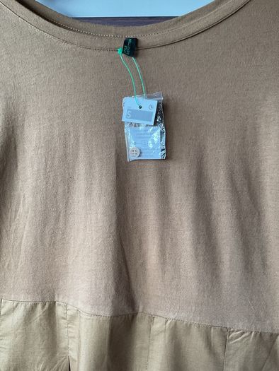 dress Bnwt tan short sleeve dress with pockets size small united colors of Benetton