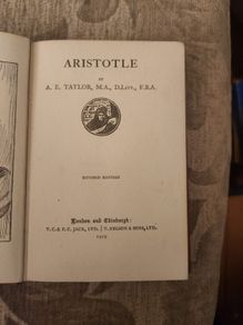 Aristotale. By A.e.taylor. Revised Edition 1919 Hardback In Good Condition. See Photos For Same.