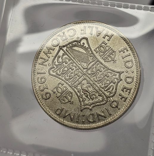 United Kingdom Silver 1939 Half Crown Beautiful Uncirculated