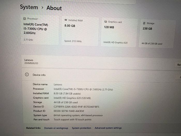 Lenovo Thinkpad X270 I5-7300u  8gb Ram 256gb Ssd