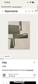 Kave Home Fida Green abstract canvas art