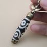 Vintage 6 Eyes Hiamalyan Tibetan Agate Bead Brass Pendant Image 9