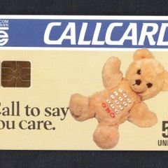 1990 Ireland 5 Unit Teddy Bear College Green Address (Gemplus GEM1) Call Card. Telecom Eireann card number 1022.