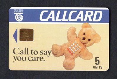 1990 Ireland 5 Unit Teddy Bear College Green Address (Gemplus GEM1) Call Card. Telecom Eireann card number 1022.