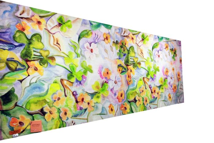 Cashmere shawl - Vibrant Floral Print - 200x70cm