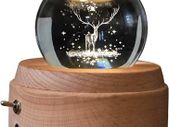 3D Crystal Ball Music Box The Deer Luminous Rotating Musical Box With Projection Led Light