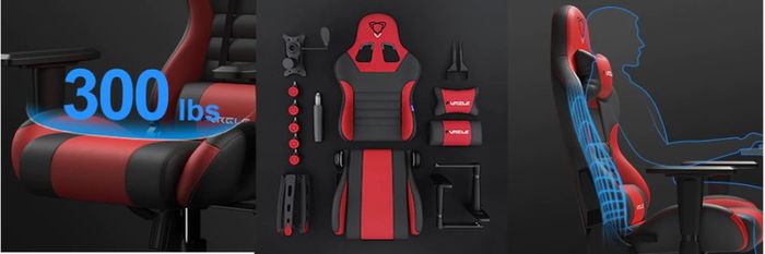 Red Furgle Carry Series Gaming Chair 360 degrees Swivel Ergonomic Racing-Style 90-160 Degree Decline Office Chair