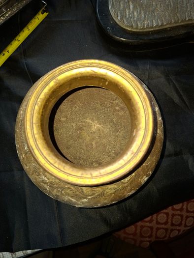 Antique Brass Lota Holy Water Pot, features intricate hand-etched foliage engravings, Postage Available or Collection