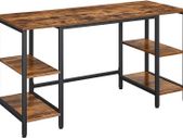_Desk Computer Desk Office Table with 4 Shelves Large Table Top Study Home Office Industrial Design Vintage Brown-Black