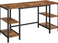 main image for ad _Desk Computer Desk Office Table with 4 Shelves Large Table Top Study Home Office Industrial Design Vintage Brown-Black