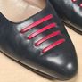 Vintage SALVATORE FERRAGAMO leather shoes mid heels slip on pointy toe navy red Size UK 7 AA very narrow EU 40 (AT1) Image 3