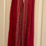 vintage red shawl featuring a woven jacquard pattern Image 10