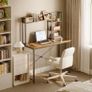 Small Desk 100 x 40 cm, Office Desk with Shelves, Vintage Brown Computer Desk with Multi-Tier Storage Bookshelf, Study Desk for Working, Writing, Makeup, Easy Assembly, for Small Spaces Image 2