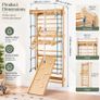 Wooden Swedish Ladder Wall Gym for Kids Indoor Climbing Playset with Slide, Swing & Rings Image 3
