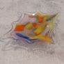 Stunning Vintage Mid Century Italian Hand-Blown Art Glass Candy Dish in a Pulled Lobe Shape with Clear Stretched Edges and a Multi-Coloured Tutti Frutti Colourway in Oranges, Yellows, Pinks and Blues, Attributed to Murano, No Sticker Image 2