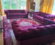 Rug, DFS velvet sofa set, Ikea hanging lights