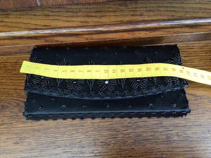 Vintage Black satin and beaded clutch bag