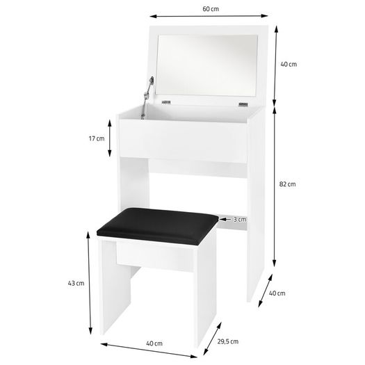 Dressing table with mirror and  stool