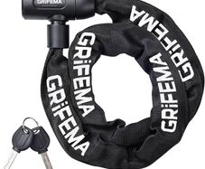 Bike Locks High Security with 2 Keys, Bike Chain Lock Heavy Duty, 120cm Bicycle/Cycling Locks for Bike Cycle, Moto, Door, Gate Fence, Black/White