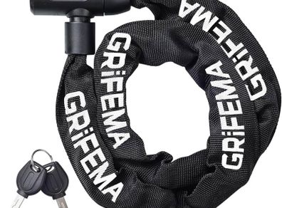Bike Locks High Security with 2 Keys, Bike Chain Lock Heavy Duty, 120cm Bicycle/Cycling Locks for Bike Cycle, Moto, Door, Gate Fence, Black/White