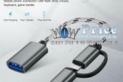 4753 USB C Adapter 2 in 1 Micro USB Cable to USB 3.0 Adapter OTG for Type-C