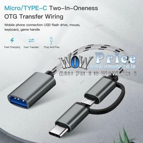 4753 USB C Adapter 2 in 1 Micro USB Cable to USB 3.0 Adapter OTG for Type-C