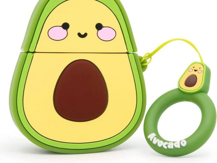 Cute Airpods Case, Airpods 2 Case, Funny 3D Cartoon Fruit Avocado Case, Soft Silicone Full Protection Shockproof Charging Case Cover with Keychain Airpods 1&2 case for Kids Girls Boys Women (FREE POSTAGE)