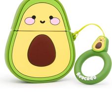 Cute Airpods Case, Airpods 2 Case, Funny 3D Cartoon Fruit Avocado Case, Soft Silicone Full Protection Shockproof Charging Case Cover with Keychain Airpods 1&2 case for Kids Girls Boys Women (FREE POSTAGE)