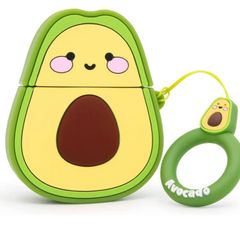 Cute Airpods Case, Airpods 2 Case, Funny 3D Cartoon Fruit Avocado Case, Soft Silicone Full Protection Shockproof Charging Case Cover with Keychain Airpods 1&2 case for Kids Girls Boys Women (FREE POSTAGE)