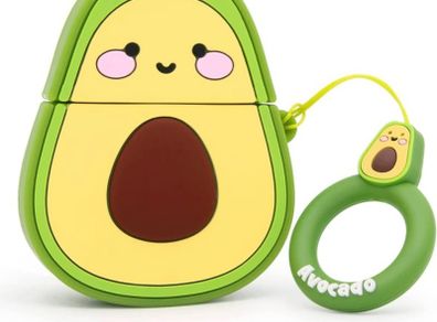 Cute Airpods Case, Airpods 2 Case, Funny 3D Cartoon Fruit Avocado Case, Soft Silicone Full Protection Shockproof Charging Case Cover with Keychain Airpods 1&2 case for Kids Girls Boys Women (FREE POSTAGE)