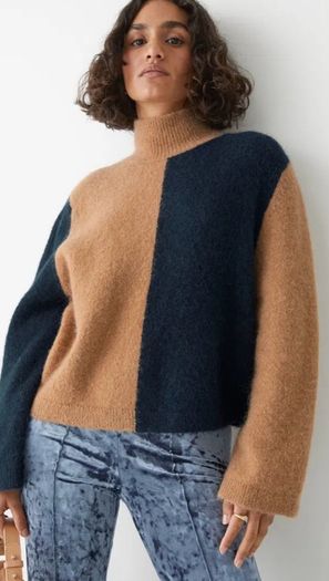 & Other Stories Two-Tone Mock Neck Sweater