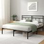 Bed 90 x 190 cm Metal Frame with Headboard  Easy Assembly Height 30 cm with Slats Support Storage Space Under the Modern Design  Black Image 3