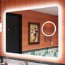 Bluetooth Bathroom Mirror with Lighting, 100 x 70 cm, IP44 Bathroom Mirror with Lighting with 5 x Magnifying Glass, De-fogging, 3 Colour Temperatures, Dimming, Vertical or Horizontal, LED Image 4