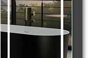 Black LED Bathroom Mirror Cabinet with Light and Shaver Socket Illuminated Bathroom Cabinet with Mirror 3 Color Changing,Removeable Shelf,Built-in Defogger 500x700 mm Aluminium